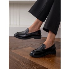 Ece'nin Butiği Elda Siyah Hakiki Deri Kadın Makosen