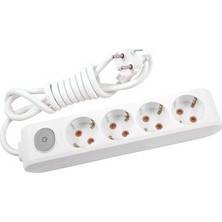 Viko Vıko Multi-Let Dörtlü Priz Anahtarlı Topraklı Kablolu Çocuk Korumalı 2 Metre-Beyaz 90117402 Vıko