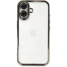 Sylar iPhone 16 Plus Kılıf  Lensli Silikon - Titanyum Gri