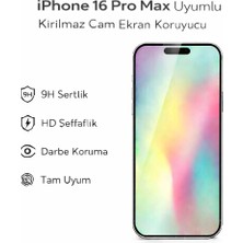 Avcı Teknoloji Market iPhone 16 Pro Max Uyumlu Kırılmaz Cam Ekran Koruyucu 9h Temperli Cam Hd Şeffaf