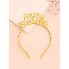 Parti Adresi Happy Birthday Taç Mika Plastik Doğum Günü Tacı Gold