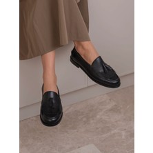 Ece'nin Butiği Silvana Siyah Hakiki Deri Kadın Makosen