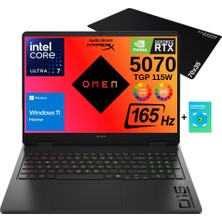 Hp Omen Gaming Intel Core Ultra 7-255H 32GB 2tb RTX5070 115W 2k 16" 165Hz WIN11 Taşınabilir Bilgisayar - Fazeon Mouse Pad WZ10 - 1 Yıl Kaspersky Yazılım Koruma Hediyeli