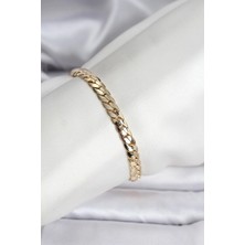Sylar 14K Gold Renk Kaplama Ezme Zincir Model Kadın Bileklik