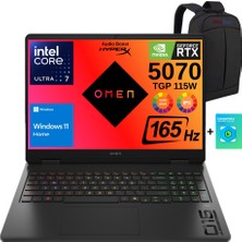 Hp Omen Gaming Intel Core Ultra 7-255H 32GB 2tb RTX5070 115W 2k 16" 165Hz WIN11 Taşınabilir Bilgisayar - Webzone Çanta Wz2 - 1 Yıl Kaspersky Yazılım Koruma Hediyeli