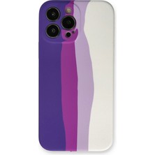 Sylar iPhone 13 Pro Kılıf Ebruli Lansman Silikon - Mor-Beyaz