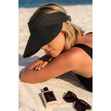 Ritagarcia Kadın Hasır Vizör Şapka Ayarlanabilir Güneş Şapkası Uv Korumalı Yazlık Plaj Şapkası