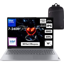 Lenovo Thinkbook 16 G8 Irl Core 7-240H 48 -Gbddr5 2 Tbssd Intel Graphics 16" Wuxga IPS Windows 11 Home + Zg Sırt Çantası 21SH009GTXZG49