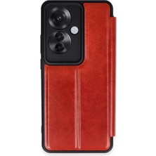 Buğz Oppo Reno 11F Kılıf Flip Cover - Kırmızı