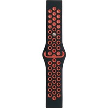 Sylar Watch 20MM Spor Delikli Kordon - Siyah-Kırmızı