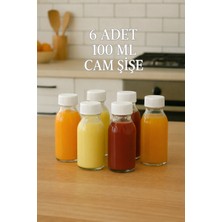 Rotanev 6 Adet 100 ml Kilitli Beyaz Kapaklı Şeffaf Detox Shot Şişesi 100 cc Ginger Şat Beyaz Cam Şişe
