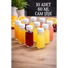 Rotanev 10 Adet 60 ml Kilitli Beyaz Kapaklı Şeffaf Detox Shot Şişesi 60 cc Ginger Şat Beyaz Cam Şişe