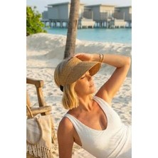 Ritagarcia Kadın Hasır Vizör Şapka Ayarlanabilir Güneş Şapkası Uv Korumalı Yazlık Plaj Şapkası