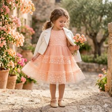 Veraye Sock Papatya Tüllü Bolerolu Elbise