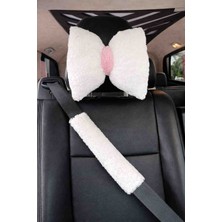 Masalia Fiyonk Tasarımlı Premium Araç Boyun Yastığı ve Emniyet Kemeri Seti