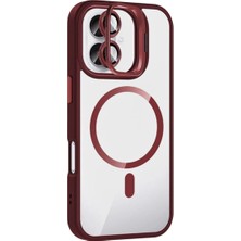 Buğz Joko  Iphone 17 Remim Lensli Magsafe Standlı Kapak - Bordo