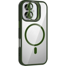 Buğz Joko  Iphone 17 Remim Lensli Magsafe Standlı Kapak - Koyu Yeşil