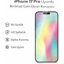Avcı Teknoloji Market iPhone 17 Pro Uyumlu Kırılmaz Cam Ekran Koruyucu 9h Temperli Cam Hd Şeffaf