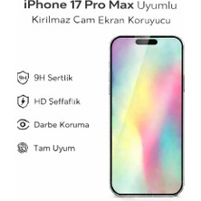 Avcı Teknoloji Market iPhone 17 Pro Max Uyumlu Kırılmaz Cam Ekran Koruyucu 9h Temperli Cam Hd Şeffaf