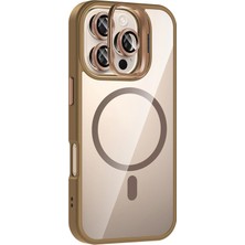 Sylar iPhone 16 Pro Remim Lensli Magsafe Standlı Kapak - Kahverengi