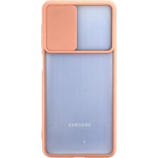 Sylar Samsung Galaxy M52 5g Kılıf Palm Buzlu Kamera Sürgülü Silikon - Pembe