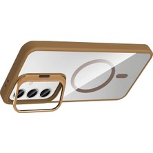 Sylar Samsung Galaxy S25 Remim Lensli Magsafe Standlı Kapak - Kahverengi