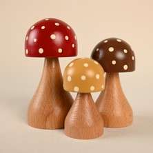 Zyt Tasarım Doğal Ahşap Mantar Süs Mantar Şans Mantarı Dekor Uğurlu