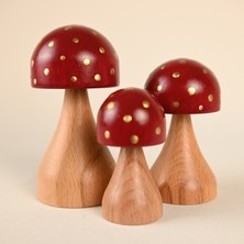 Zyt Tasarım Doğal Ahşap Mantar Süs Mantar Dekor Uğurlu Gold Collection