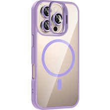 Sylar iPhone 16 Pro Max Remim Lensli Magsafe Standlı Kapak - Lila