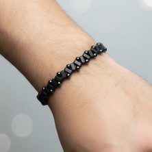Valmont Accessories Hematit Taşlı Antrasit Erkek Bileklik Ayarlanabilir Boncuk Detaylı Minimal Modern Tasarım