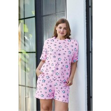 Aydoğan Kadın Büyük Beden Kısa Kollu Şortlu Pamuklu Pijama Takımı
