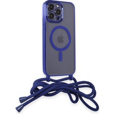 Sylar iPhone 12 Pro Max Kılıf Divo Lazer Askılı Magsafe Kapak - Mavi