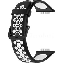 Sylar Huawei Watch Fit 2 Spor Delikli Kordon - Siyah-Beyaz