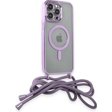 Sylar iPhone 12 Pro Max Kılıf Divo Lazer Askılı Magsafe Kapak - Lila