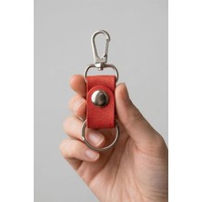 Pepuza Gerçek Deri - Çıtçıtlı ve Kancalı Anahtarlık Minimal Tiny - Kırmızı