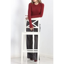 Bigümex Yumuşak Dokulu Konfor Modeli Yarım Balıkçı Yaka Triko Body Kaşkorse Parmak Geçmeli Bluz