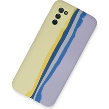 Sylar Samsung Galaxy A03S Kılıf Ebruli Lansman Silikon - Sarı-Lila