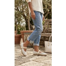 Punto 542065 Bantlı Turalı Incili Delikli Hasır Taban Espadril Babet
