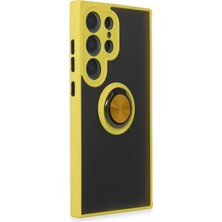 Sylar Samsung Galaxy S24 Ultra Kılıf Montreal Yüzüklü Silikon Kapak - Sarı