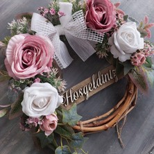 Lolipophobi Gül Temalı Kapı Süsü Yapay Çiçekli Yazılı, Hediye, Dekor, Çelenk, Soft