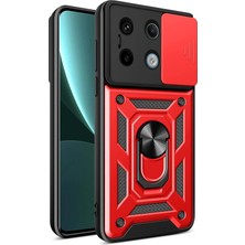 Sylar Poco X6 Pro Kılıf Pars Lens Yüzüklü Silikon - Kırmızı