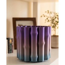 Teknodayım Mor Gri Dekoratif Vazo Modern Tasarım Salon Ofis Masa Üstü Aksesuar