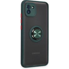 Sylar Samsung Galaxy A03 Kılıf Montreal Yüzüklü Silikon Kapak - Yeşil