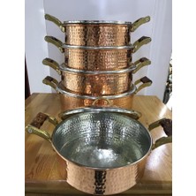 Maraş Bakırcılık - 5'li El Işçiliği Dövme Bakır Karnıyarık Tencere Seti - 22/24/26/28/30 cm - Derinlik 9 cm