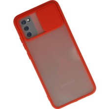 Sylar Samsung Galaxy A03S Kılıf Palm Buzlu Kamera Sürgülü Silikon - Kırmızı