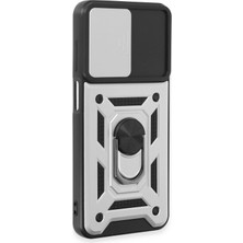 Sylar Samsung Galaxy A14 4g Kılıf Pars Lens Yüzüklü Silikon - Gümüş