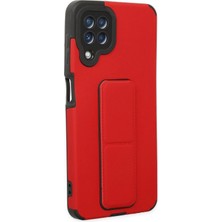 Sylar Samsung Galaxy A22 Kılıf Mega Standlı Silikon - Kırmızı