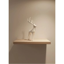 Buğz Geyik Figürü Beyaz Modern Salon ve Raf Dekoru