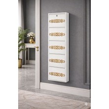 Karlı 5'li Kilitli Beyaz Gold Desenli Metal Ayakkabılık