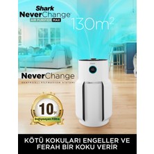 Shark 130M² Geniş Alan Profesyonel Hava Temizleyici 10 Yıl Filtre Ömürlü Neverchange5 Max Akıllı Sensörlü Anti-Odor Koku Giderici 4 Katmanlı Hepa Filtreli Virüs ve Bakteri Temizleyici
